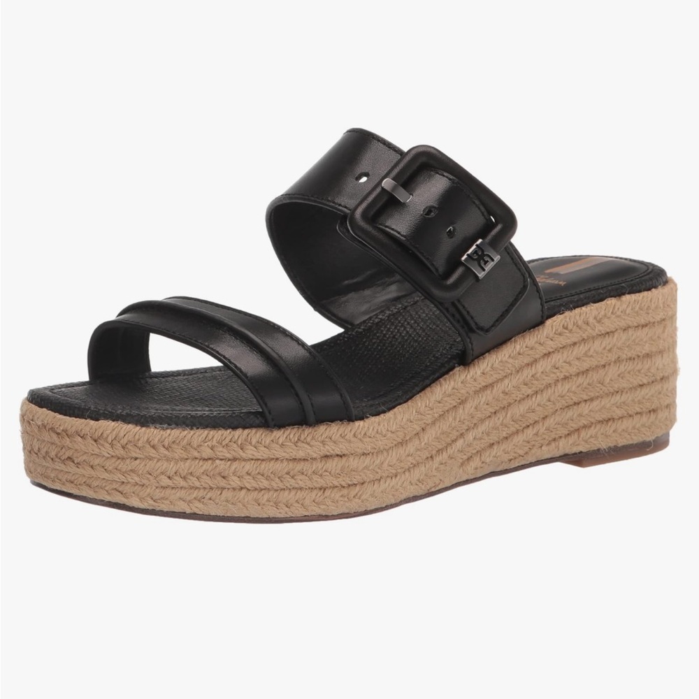 Sam Edelman Black and Tan Wedge Sandals